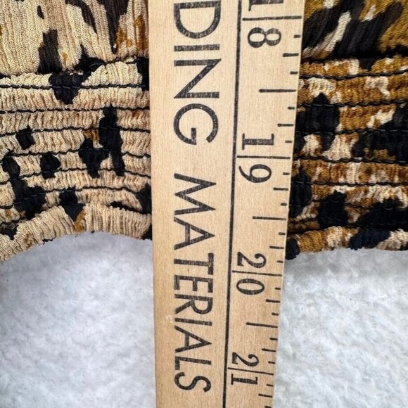 Free People Shirt Womens Extra Small Balloon Sleeve Leopard Print Smocked Flaws - Picture 10 of 14